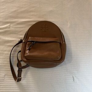 Tory Burch Chestnut Pebbled Leather Mini Backpack